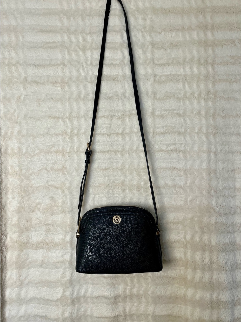 Anne Klein Black Pebbled Leather Crossbody Bag
